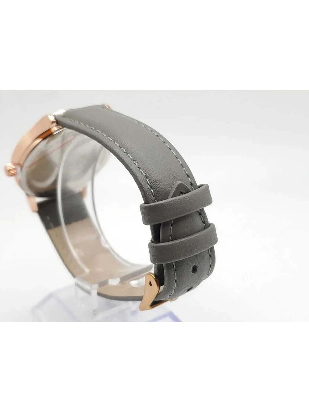 Monroe Classique Quartz Watch New Battery Rose Gold Tone Gray Band 36mm